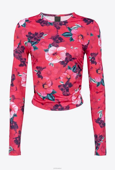 Nach oben | Pinko multi. Fuchsia/Rosa Pullover mit Hibiskus-PrintZ4ZP407
