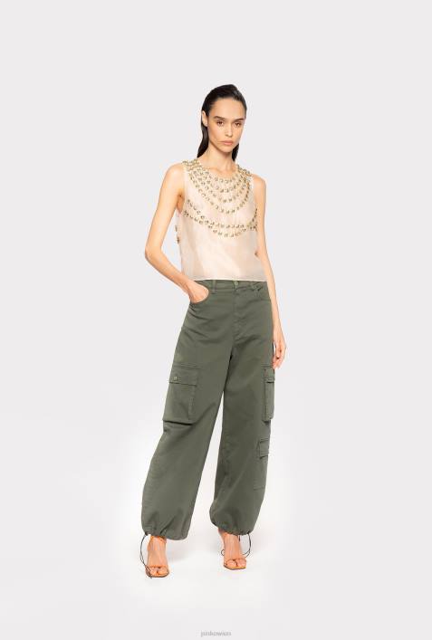 Nach oben | Pinko nackt/gold Chiffon-Top mit glänzender StickereiZ4ZP375