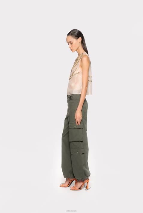 Nach oben | Pinko nackt/gold Chiffon-Top mit glänzender StickereiZ4ZP375
