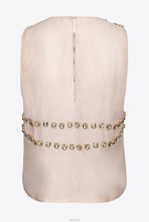 Nach oben | Pinko nackt/gold Chiffon-Top mit glänzender StickereiZ4ZP375