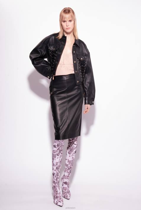 Nach oben | Pinko nackt - rosa Jacquard-Logo-Oberteil mit SpitzeZ4ZP327