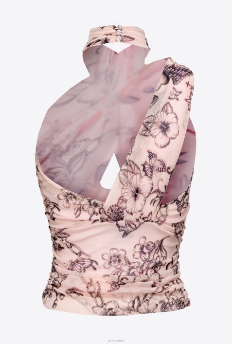 Nach oben | Pinko nackt/schwarz Asymmetrisches Oberteil mit Tattoo-PrintZ4ZP408