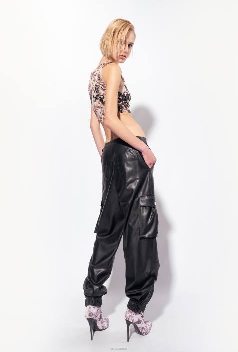 Nach oben | Pinko nackt/schwarz Crop-Top mit Tattoo-Print und StickereiZ4ZP468