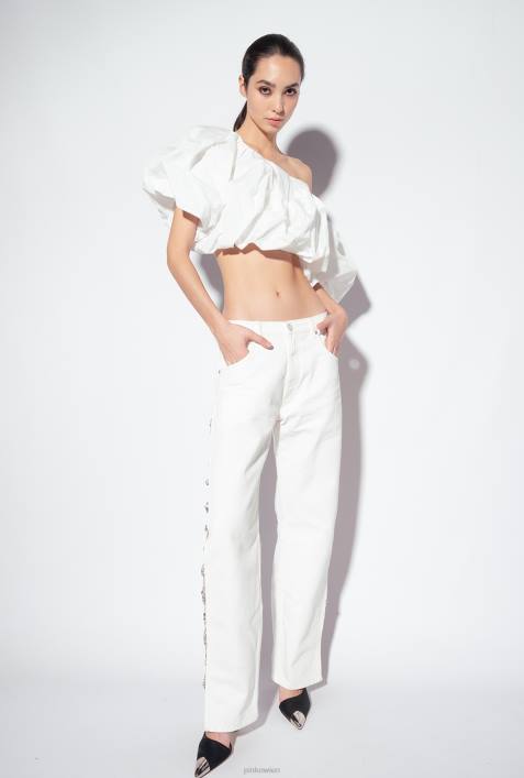 Nach oben | Pinko nicht-gerade weiss Galleria Taft-Crop-TopZ4ZP447