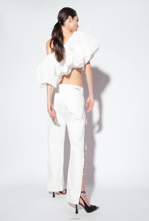 Nach oben | Pinko nicht-gerade weiss Galleria Taft-Crop-TopZ4ZP447