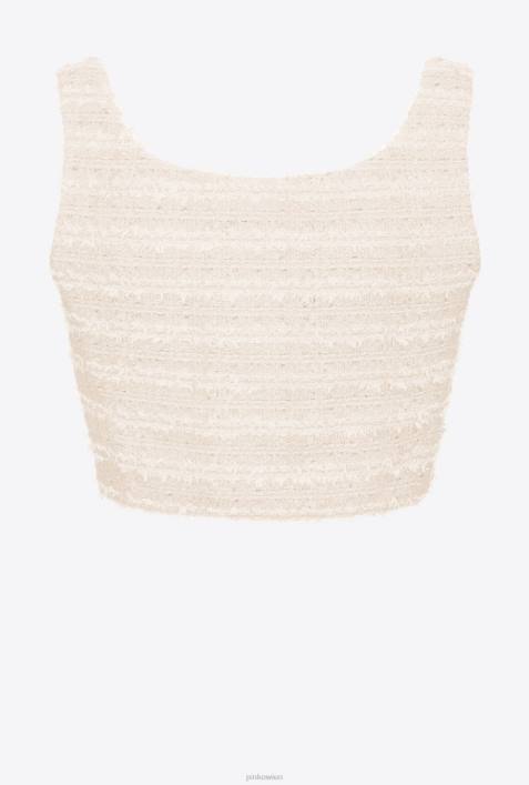 Nach oben | Pinko rosa rauchweiß Gemustertes Crop-Top aus TweedZ4ZP322