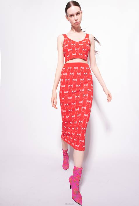 Nach oben | Pinko rot Rosa Crop-Top mit Monogramm-JacquardmusterZ4ZP423