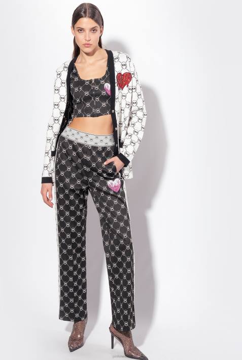 Nach oben | Pinko schwarz/ecru Gestricktes Crop-Top mit Jacquard-MonogrammZ4ZP421