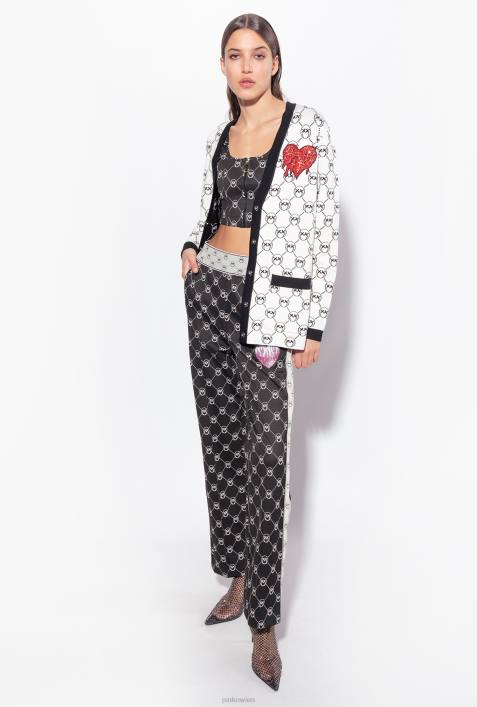 Nach oben | Pinko schwarz/ecru Gestricktes Crop-Top mit Jacquard-MonogrammZ4ZP421