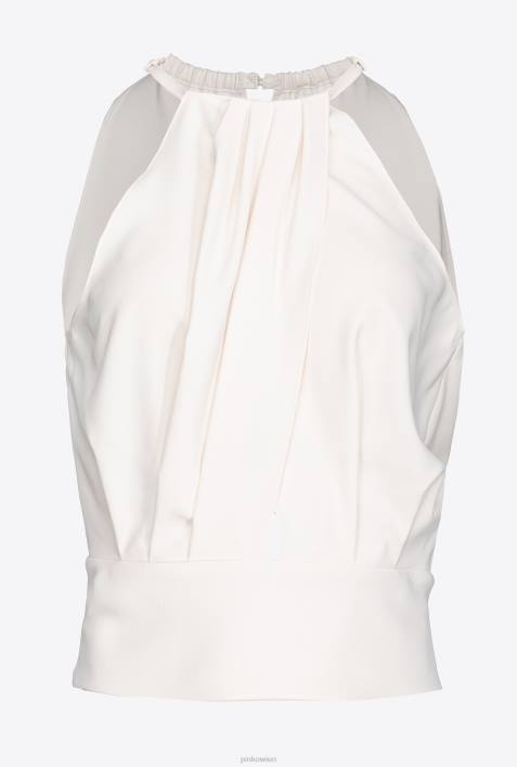 Nach oben | Pinko seidenweiß Fließendes Crop-Top aus KreppZ4ZP355