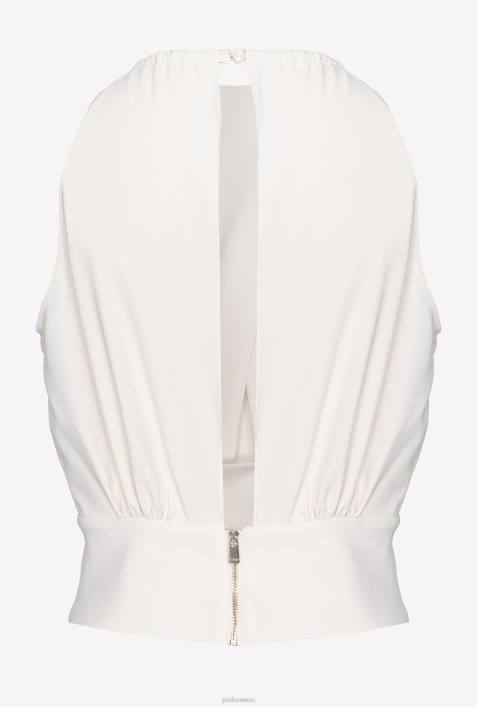 Nach oben | Pinko seidenweiß Fließendes Crop-Top aus KreppZ4ZP355