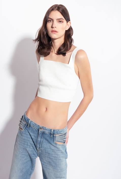 Nach oben | Pinko wolkenweiß Crop-Top aus Stretch-LeinenZ4ZP448