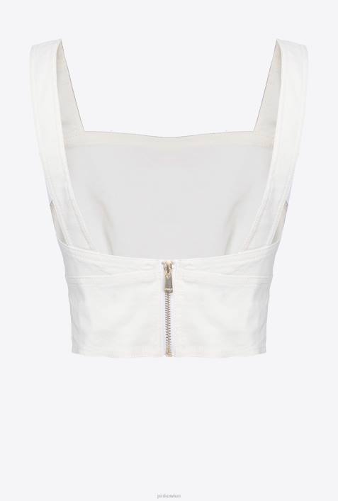 Nach oben | Pinko wolkenweiß Crop-Top aus Stretch-LeinenZ4ZP448