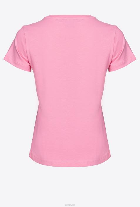 T-Shirt | Pinko Konvolvulus rosa T-Shirt mit Logo-PrintZ4ZP404