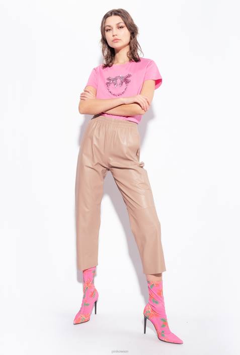 T-Shirt | Pinko Konvolvulus rosa T-Shirt mit Love Birds-StickereiZ4ZP351