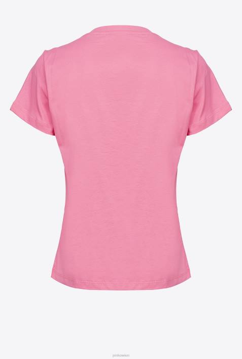 T-Shirt | Pinko Konvolvulus rosa T-Shirt mit Love Birds-StickereiZ4ZP351