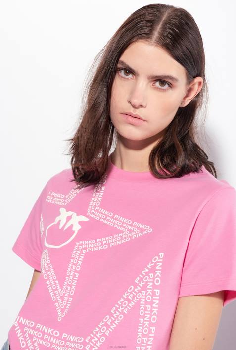 T-Shirt | Pinko Konvolvulus rosa T-Shirt mit SternlogoZ4ZP343