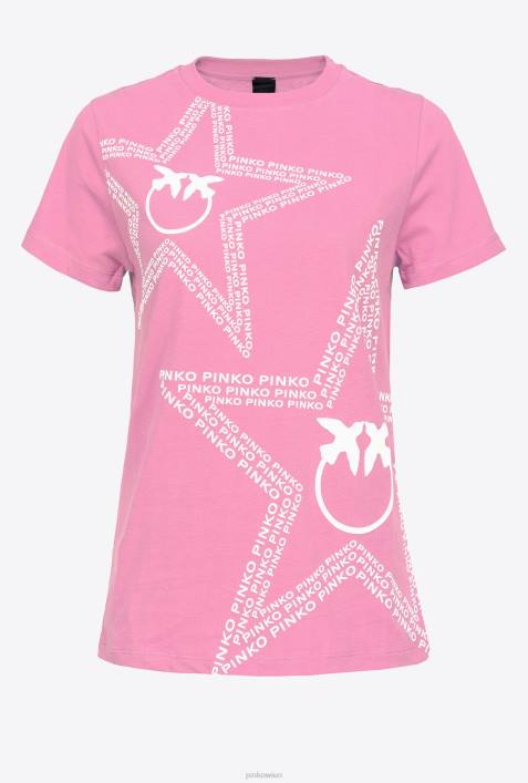 T-Shirt | Pinko Konvolvulus rosa T-Shirt mit SternlogoZ4ZP343