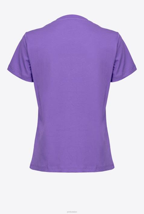 T-Shirt | Pinko Lavendelflieder T-Shirt mit Love Birds-StickereiZ4ZP350
