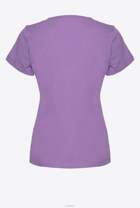 T-Shirt | Pinko Lavendelflieder T-Shirt mit V-Ausschnitt und LogoZ4ZP397