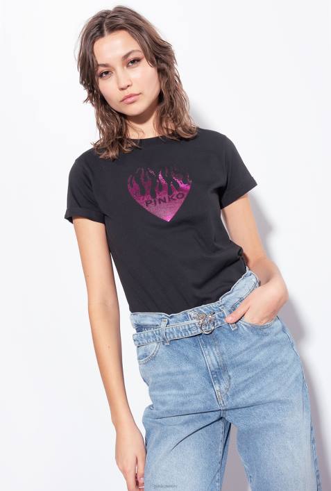 T-Shirt | Pinko Limousine schwarz T-Shirt mit Herz-PrintZ4ZP419