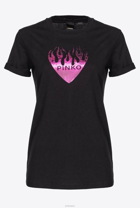 T-Shirt | Pinko Limousine schwarz T-Shirt mit Herz-PrintZ4ZP419