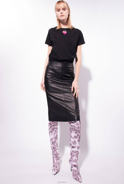 T-Shirt | Pinko Limousine schwarz T-Shirt mit HerzstickereiZ4ZP445