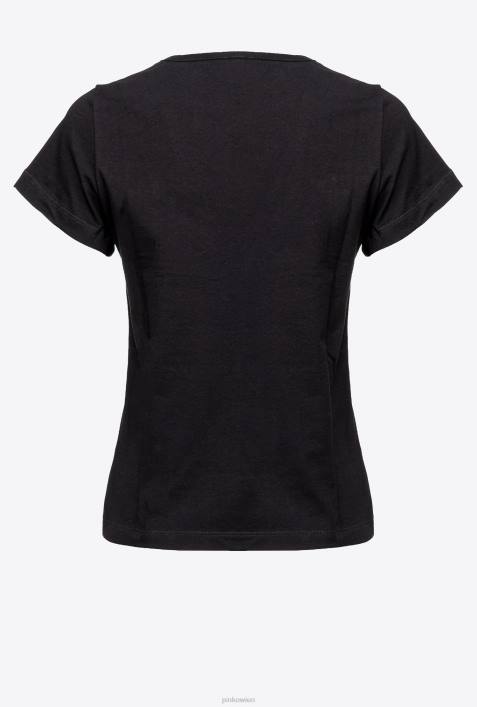 T-Shirt | Pinko Limousine schwarz T-Shirt mit KirschstickereiZ4ZP454