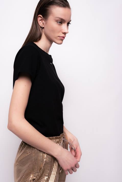 T-Shirt | Pinko Limousine schwarz T-Shirt mit MikroZ4ZP485