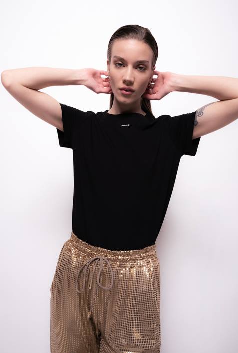 T-Shirt | Pinko Limousine schwarz T-Shirt mit MikroZ4ZP485