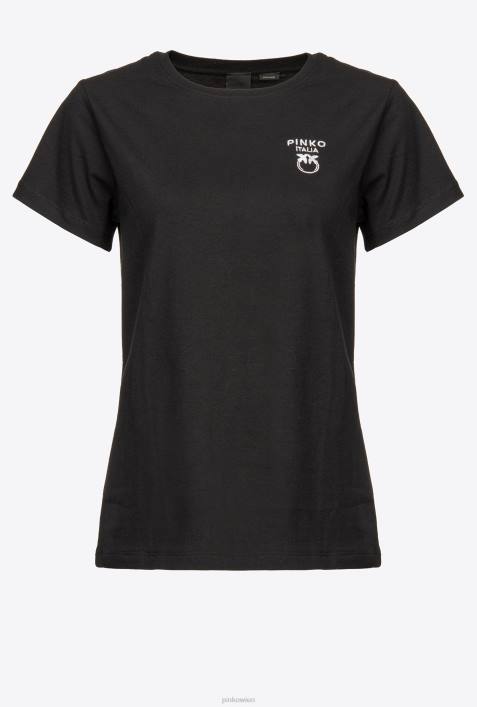 T-Shirt | Pinko Limousine schwarz T-Shirt mit Mini-Lovebirds-StickereiZ4ZP494
