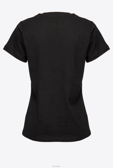 T-Shirt | Pinko Limousine schwarz T-Shirt mit Mini-Lovebirds-StickereiZ4ZP494