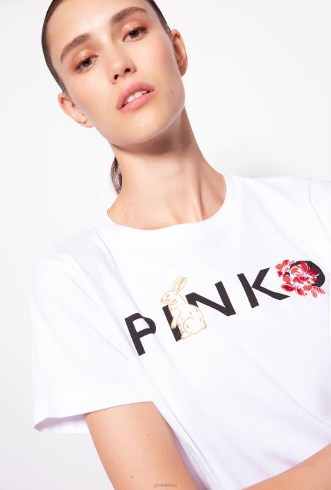T-Shirt | Pinko helles Weiss Kaninchen-T-ShirtZ4ZP363
