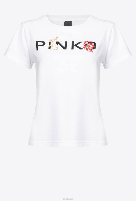 T-Shirt | Pinko helles Weiss Kaninchen-T-ShirtZ4ZP363