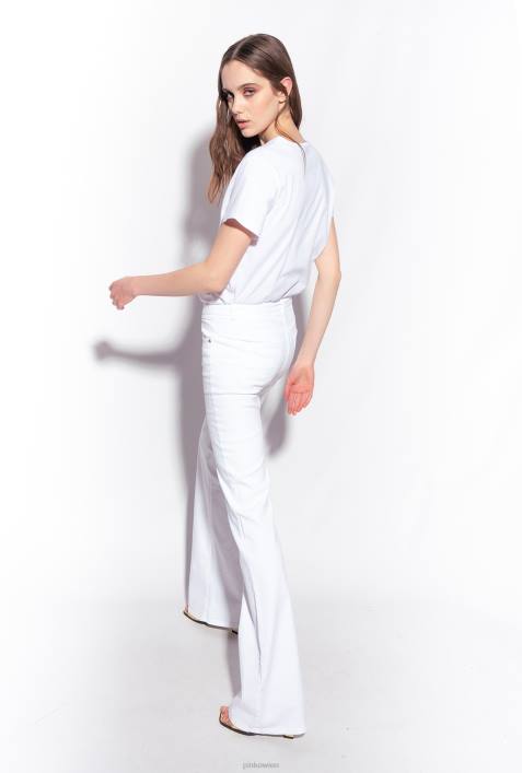 T-Shirt | Pinko helles Weiss T-Shirt mit KirschstickereiZ4ZP453