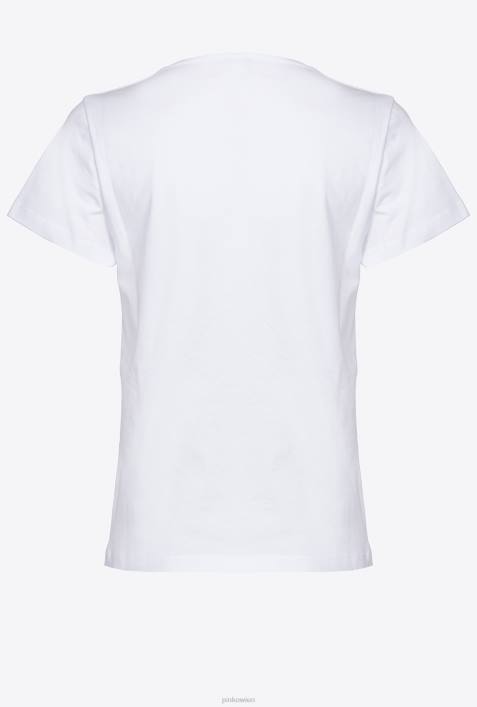 T-Shirt | Pinko helles Weiss T-Shirt mit KirschstickereiZ4ZP453