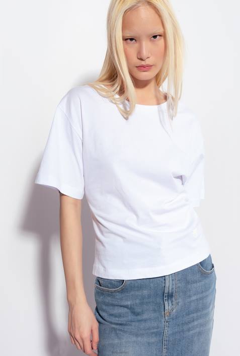 T-Shirt | Pinko helles Weiss T-Shirt mit Schnürung auf der RückseiteZ4ZP429