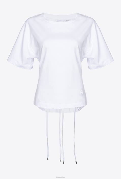 T-Shirt | Pinko helles Weiss T-Shirt mit Schnürung auf der RückseiteZ4ZP429
