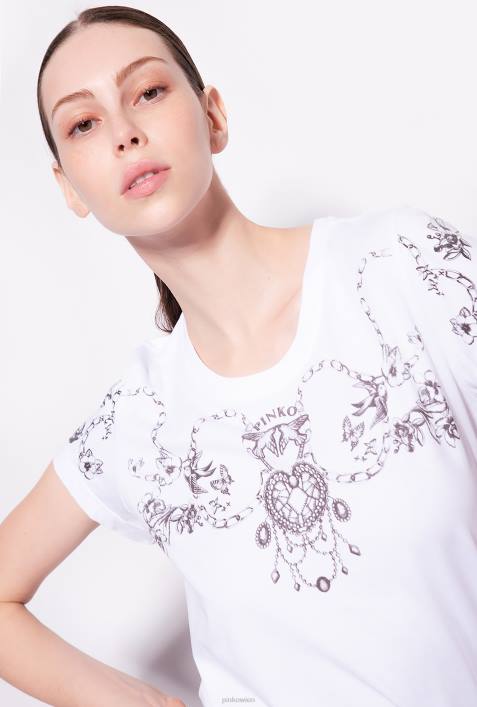 T-Shirt | Pinko helles Weiss T-Shirt mit Tattoo-PrintZ4ZP455