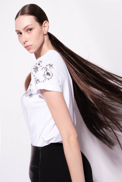 T-Shirt | Pinko helles Weiss T-Shirt mit Tattoo-PrintZ4ZP455