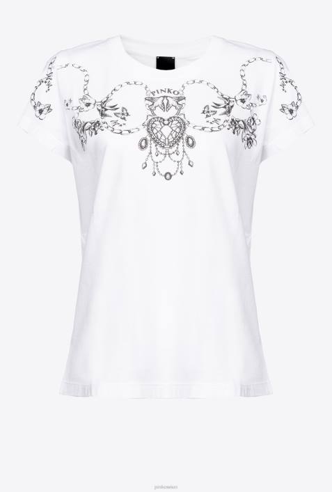 T-Shirt | Pinko helles Weiss T-Shirt mit Tattoo-PrintZ4ZP455