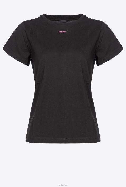 T-Shirt | Pinko schwarz/fuchsia T-Shirt mit MikroZ4ZP413
