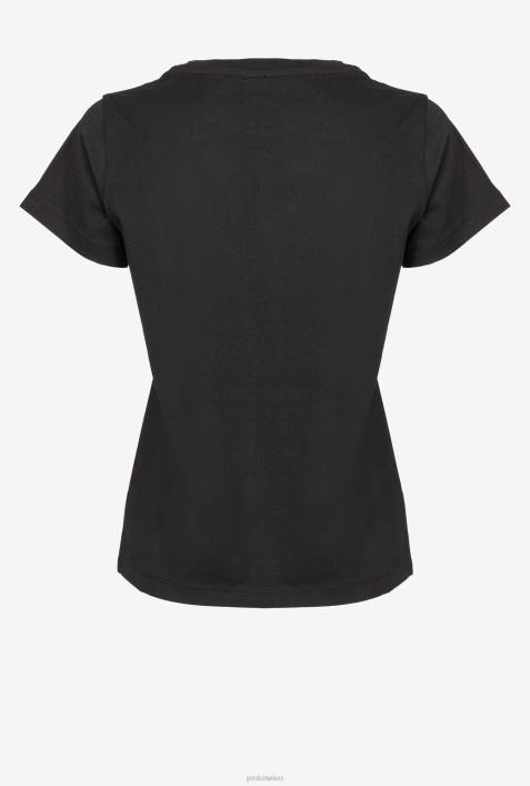 T-Shirt | Pinko schwarz/fuchsia T-Shirt mit MikroZ4ZP413