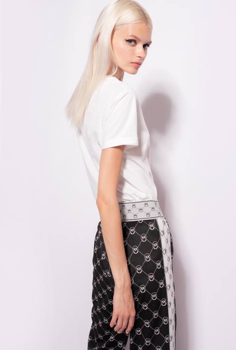 T-Shirt | Pinko seidenweiß T-Shirt mit Herz-PrintZ4ZP418