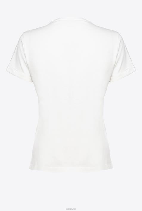 T-Shirt | Pinko seidenweiß T-Shirt mit Herz-PrintZ4ZP418