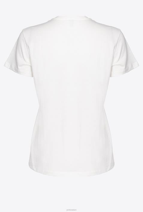 T-Shirt | Pinko seidenweiß T-Shirt mit HerzstickereiZ4ZP446
