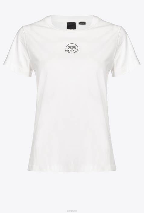 T-Shirt | Pinko seidenweiß T-Shirt mit Logo-PrintZ4ZP403