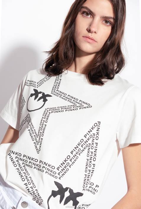 T-Shirt | Pinko seidenweiß T-Shirt mit SternlogoZ4ZP342