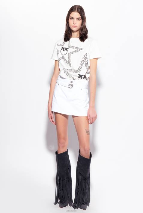 T-Shirt | Pinko seidenweiß T-Shirt mit SternlogoZ4ZP342