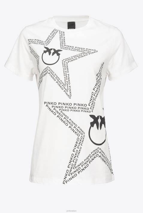 T-Shirt | Pinko seidenweiß T-Shirt mit SternlogoZ4ZP342